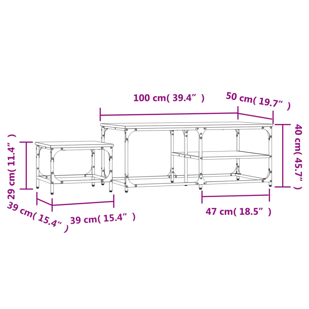 Tavolini Impilabili 2 pz Neri in Legno Multistrato 835394