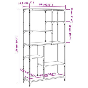 Libreria Grigio Sonoma 99x35,5x176 cm Legno Multistrato Acciaio 835412