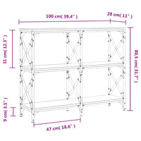 Tavolino Consolle Nero 100x28x80,5 cm in Legno Multistrato 835419