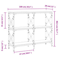 Tavolo Consolle Grigio Sonoma 100x28x80,5 cm Legno Multistrato 835422