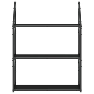 Scaffale a Parete 3 Ripiani Nero 60x21x78,5cm Legno Multistrato 835449