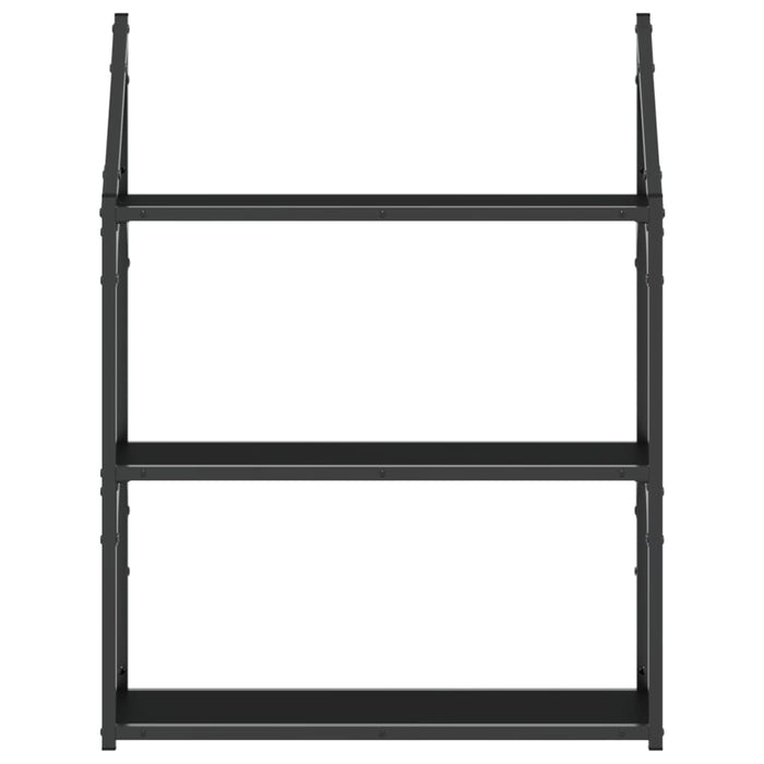 Scaffale a Parete 3 Ripiani Nero 60x21x78,5cm Legno Multistrato 835449