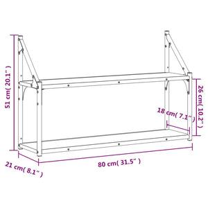 Scaffale Parete 2 Ripiani Rovere Sonoma 80x21x51 cm Multistrato 835465