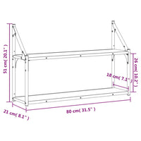 Scaffale Parete 2 Ripiani Rovere Marrone 80x21x51cm Multistrato 835468