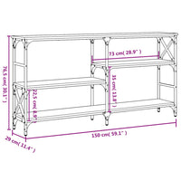 Tavolino Consolle Nero 150x29x76,5 cm in Legno Multistrato 835469