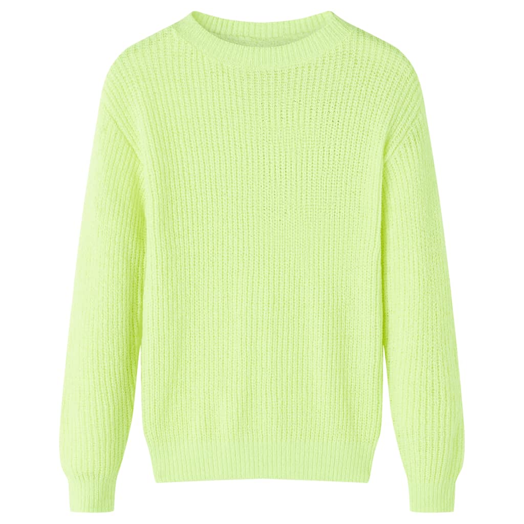 Maglione da Bambina Lavorato a Mano Giallo Neon 92 14575