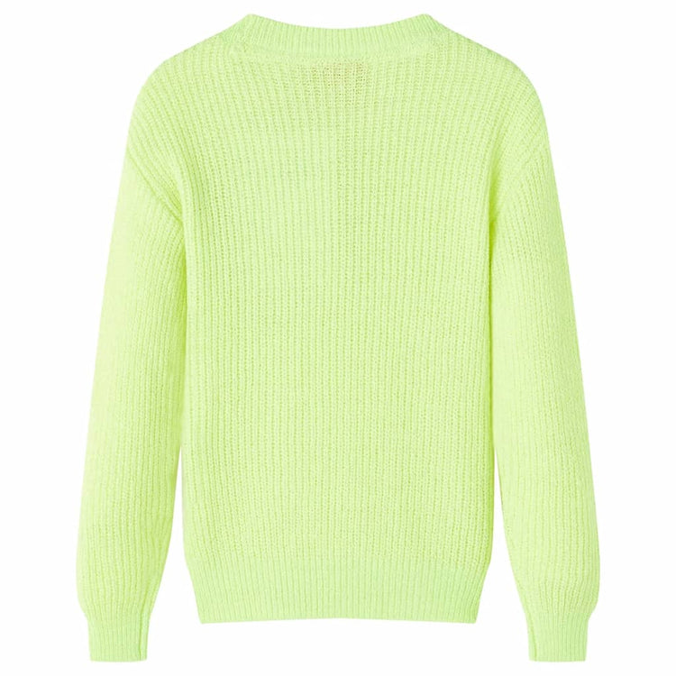 Maglione da Bambina Lavorato a Mano Giallo Neon 92 14575