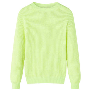 Maglione da Bambina Lavorato a Mano Giallo Neon 128 14578