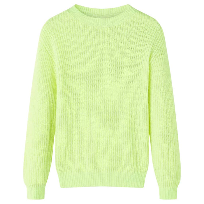 Maglione da Bambina Lavorato a Mano Giallo Neon 128 14578