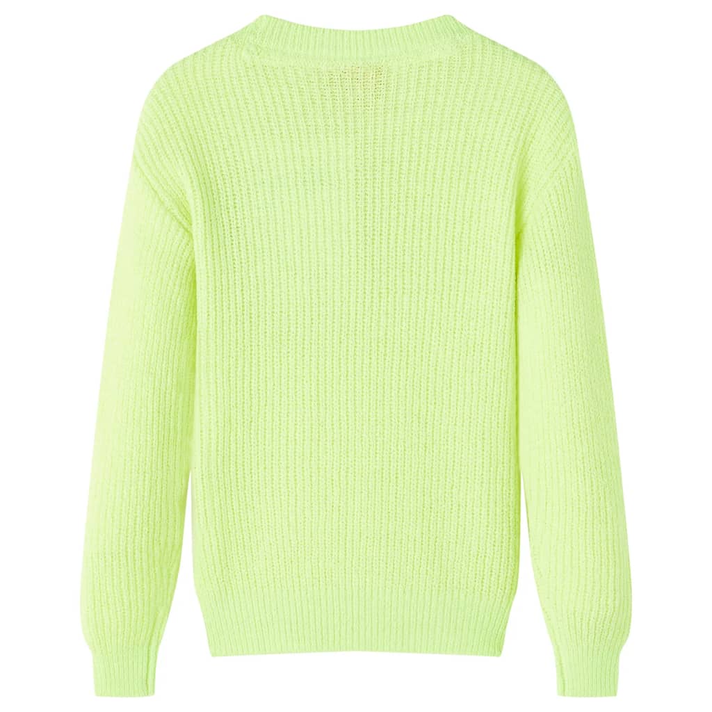 Maglione da Bambina Lavorato a Mano Giallo Neon 128 14578