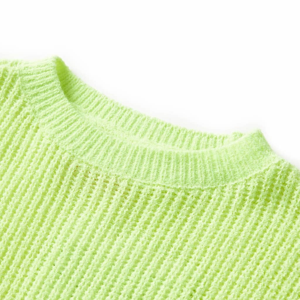 Maglione da Bambina Lavorato a Mano Giallo Neon 128 14578