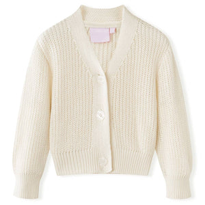 Cardigan da Bambina Lavorato a Maglia Bianco Neve 128 14588