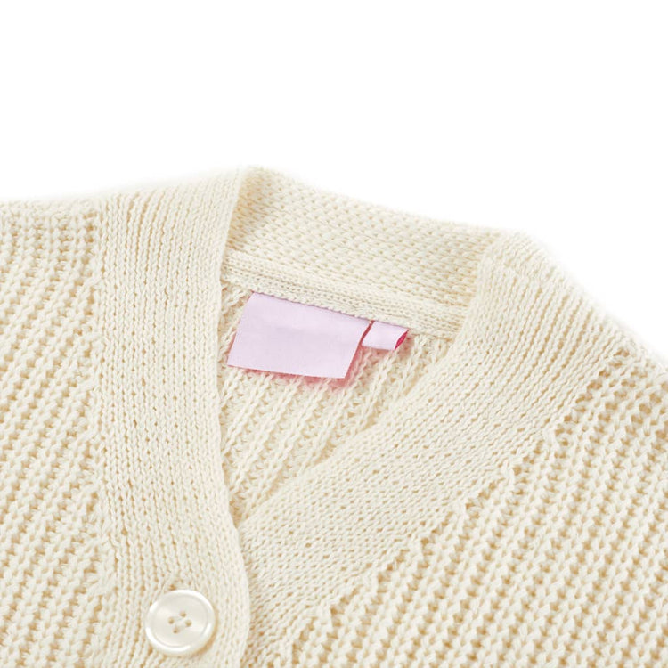 Cardigan da Bambina Lavorato a Maglia Bianco Neve 128 14588