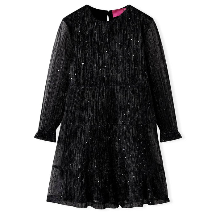 Abito per Bambine a Maniche Lunghe con Design Paillettes Nero 92 14882