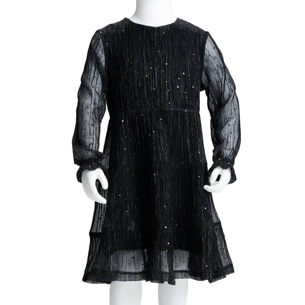 Abito per Bambine a Maniche Lunghe con Design Paillettes Nero 92 14882