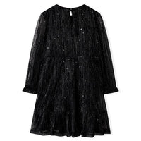 Abito per Bambine a Maniche Lunghe con Design Paillettes Nero 116 14884