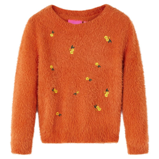 Maglione per Bambini Lavorato a Mano Arancione Bruciato 116 14944