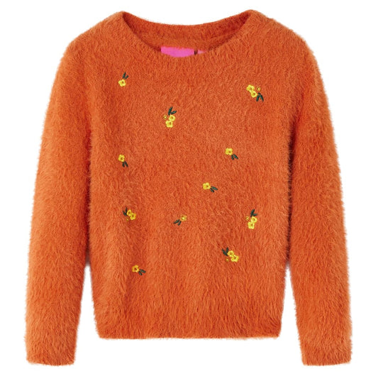 Maglione per Bambini Lavorato a Mano Arancione Bruciato 128 14945