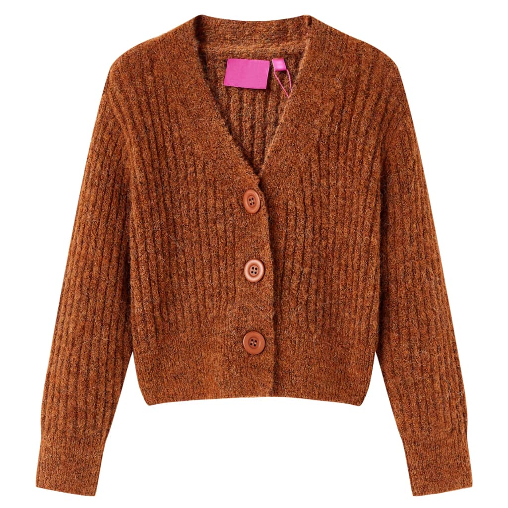 Cardigan da Bambina Lavorato a Mano Cognac 116 14949