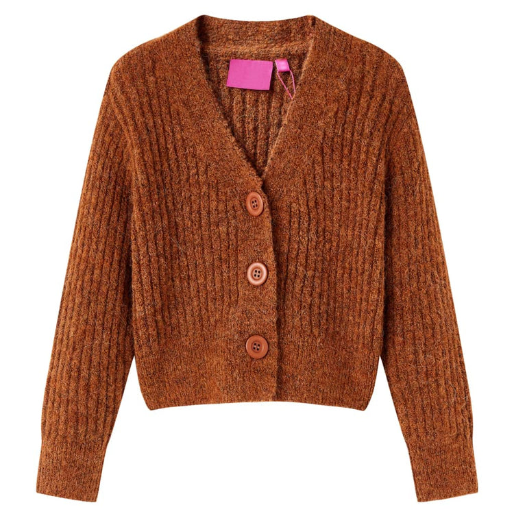 Cardigan da Bambina Lavorato a Mano Cognac 128 14950