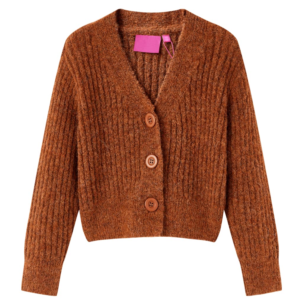 Cardigan da Bambina Lavorato a Mano Cognac 140 14951