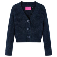 Cardigan da Bambina Lavorato a Mano Blu Marino 128 14955