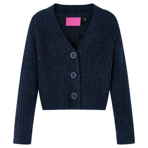 Cardigan da Bambina Lavorato a Mano Blu Marino 128 14955