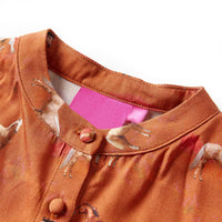 Abito da Bambina con Stampa Cavalli Cognac 116 15063