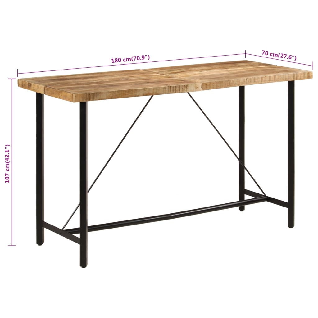 Tavolino da Bar 180x70x107 cm Legno Massello di Mango e Ferro 356383