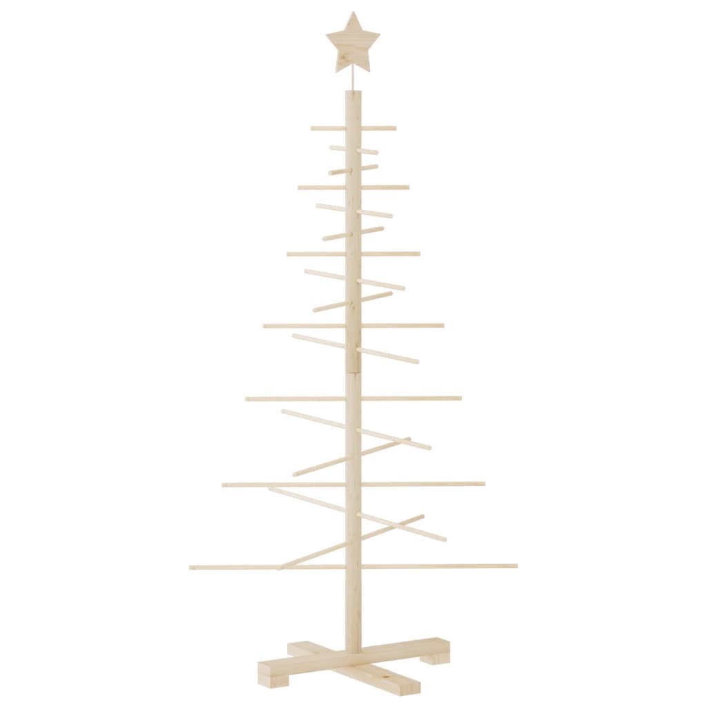 Albero di Natale Decorativo in Legno 125 cm Legno Massello Pino 357989