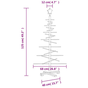 Albero di Natale Decorativo in Legno 125 cm Legno Massello Pino 357989