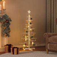 Albero di Natale Decorativo in Legno 125 cm Legno Massello Pino 357989