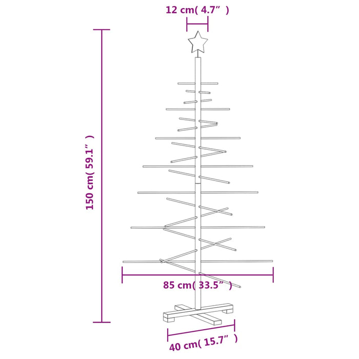 Albero di Natale Decorativo in Legno 150 cm Legno Massello Pino 357990