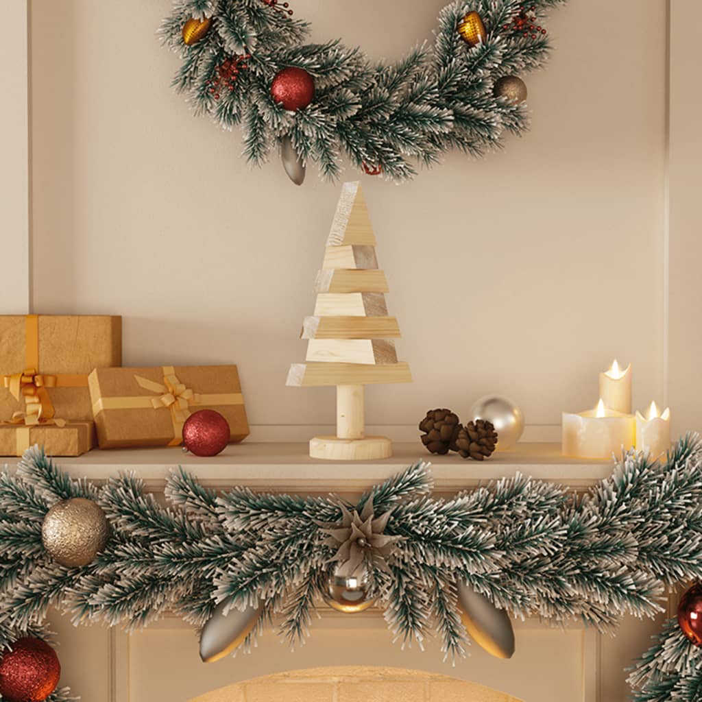 Alberi di Natale Decorativi in Legno 2pz 30cm Massello di Pino 357992