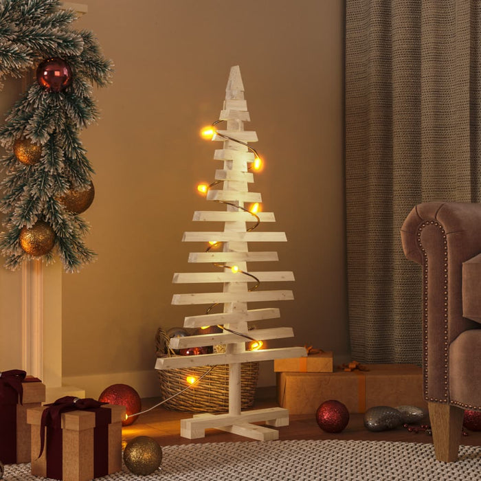 Albero di Natale Decorativo in Legno 90 cm Legno Massello Pino 357994