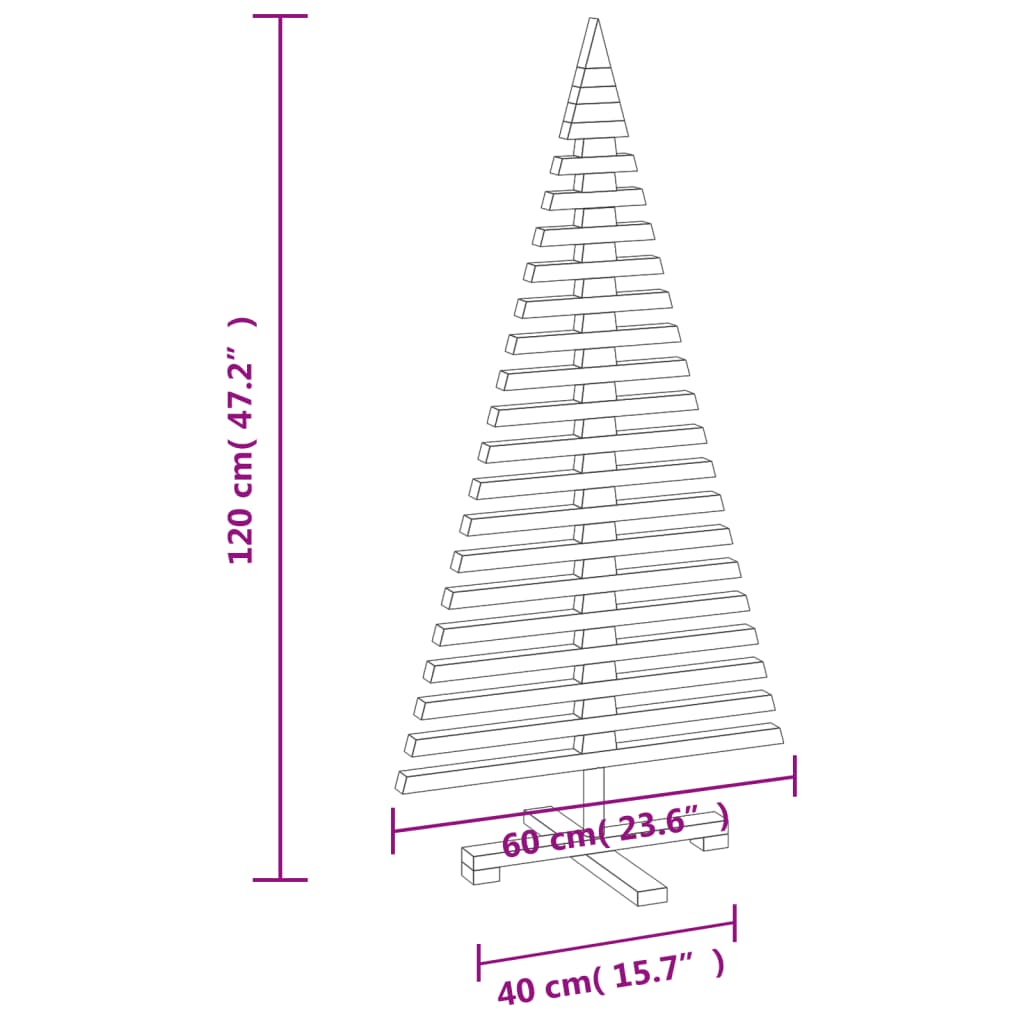 Albero di Natale Decorativo in Legno 120 cm Legno Massello Pino 357995