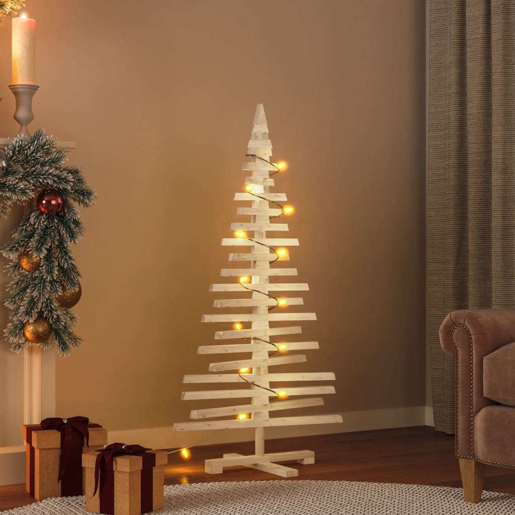 Albero di Natale Decorativo in Legno 120 cm Legno Massello Pino 357995