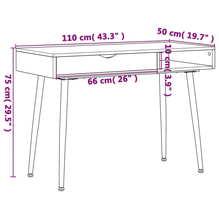 Scrivania con Cassetto Marrone 110x50x75 cm Legno Multistrato 358621