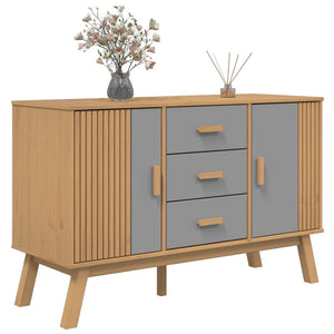 Credenza OLDEN Grigia e Marrone 114x43x73,5 cm Massello di Pino 358598