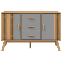 Credenza OLDEN Grigia e Marrone 114x43x73,5 cm Massello di Pino 358598