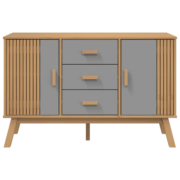 Credenza OLDEN Grigia e Marrone 114x43x73,5 cm Massello di Pino 358598