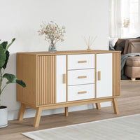 Credenza OLDEN Bianca e Marrone 114x43x73,5 cm Massello di Pino 358599