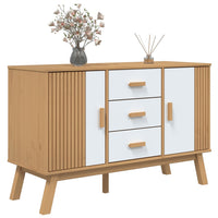 Credenza OLDEN Bianca e Marrone 114x43x73,5 cm Massello di Pino 358599