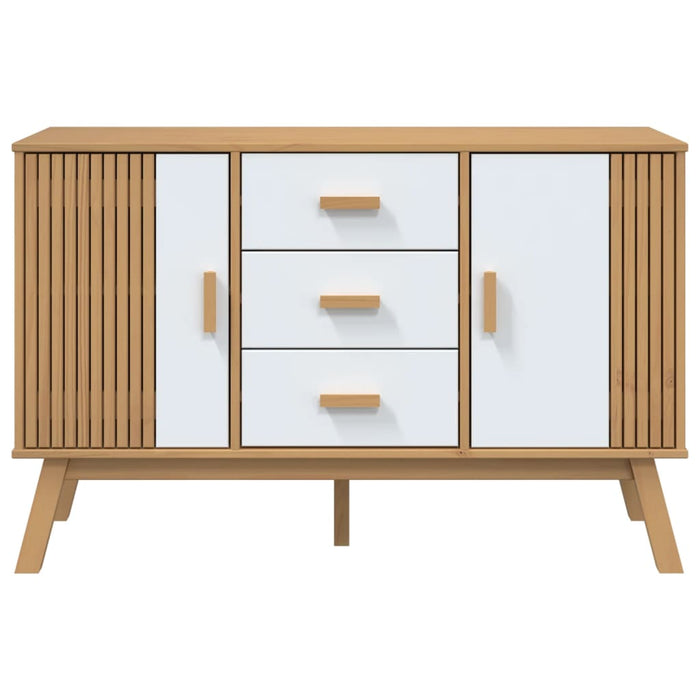 Credenza OLDEN Bianca e Marrone 114x43x73,5 cm Massello di Pino 358599