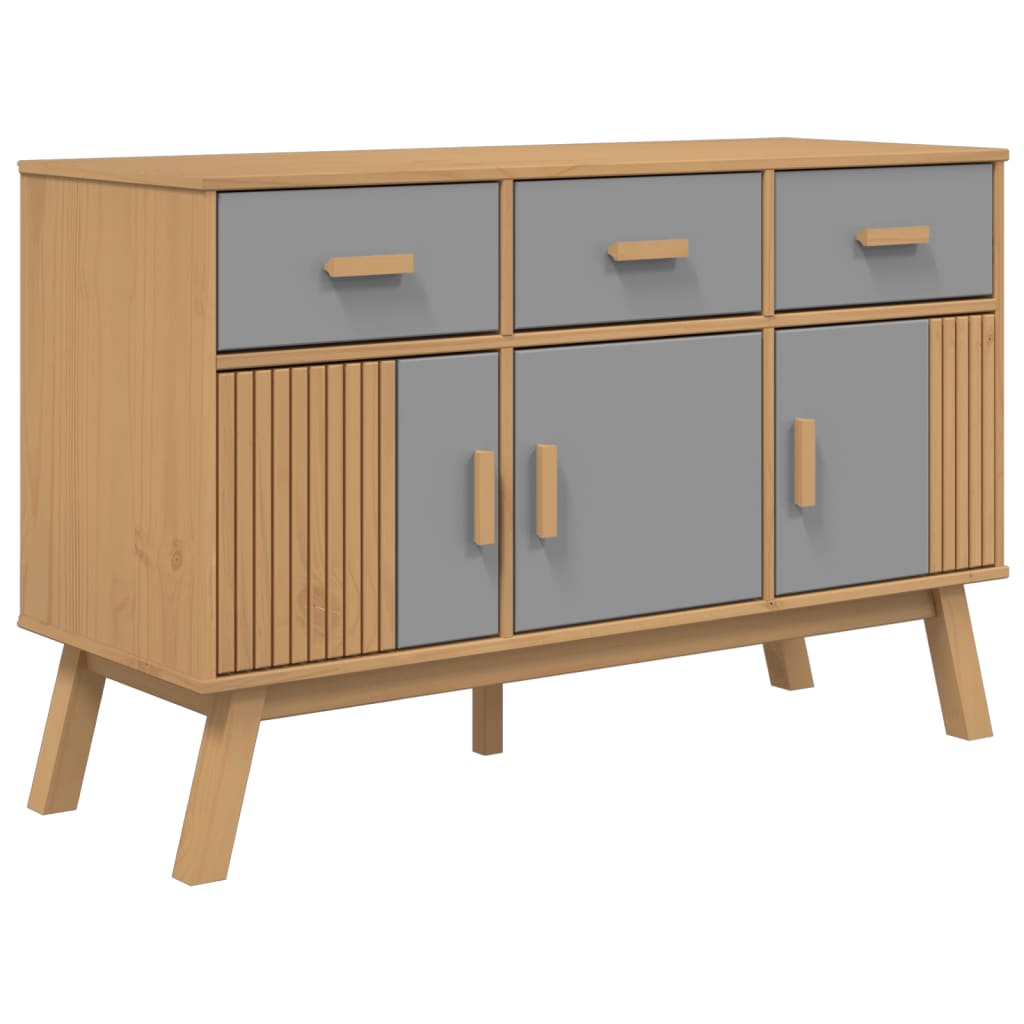 Credenza OLDEN Grigia e Marrone 114x43x73,5 cm Massello di Pinocod mxl 90604