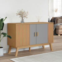 Credenza OLDEN Grigia e Marrone 114x43x73,5 cm Massello di Pino 358610