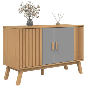 Credenza OLDEN Grigia e Marrone 114x43x73,5 cm Massello di Pino 358610