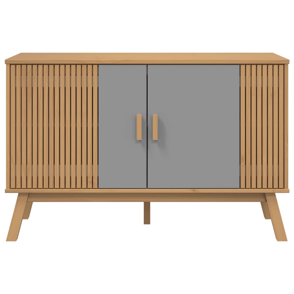 Credenza OLDEN Grigia e Marrone 114x43x73,5 cm Massello di Pino 358610