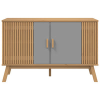 Credenza OLDEN Grigia e Marrone 114x43x73,5 cm Massello di Pino 358610