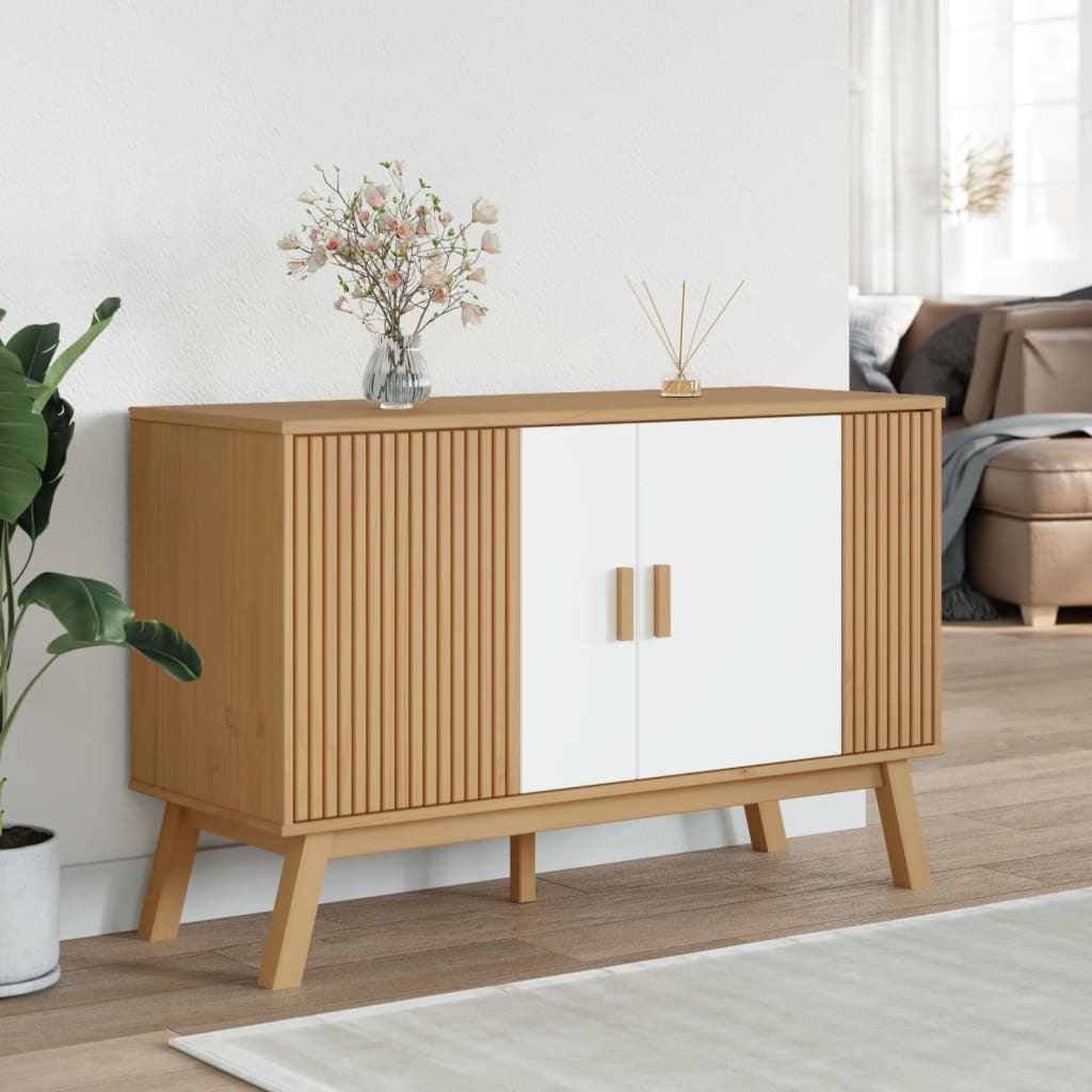 Credenza OLDEN Bianca e Marrone 114x43x73,5 cm Massello di Pinocod mxl 114950